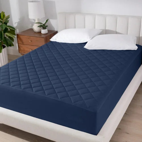 Quilted waterproof Mattress Cover - Navy Blue
