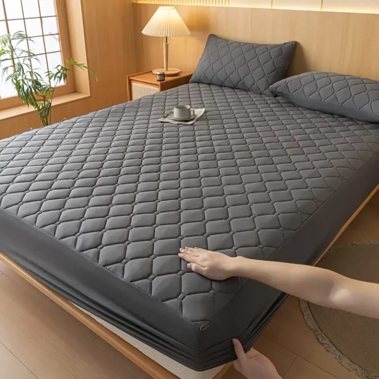 Quilted waterproof Mattress Cover - Grey
