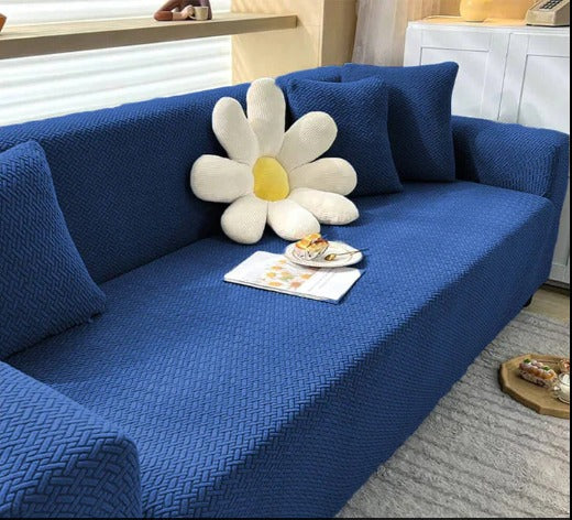 Jacquard Stripe Sofa Cover - Blue