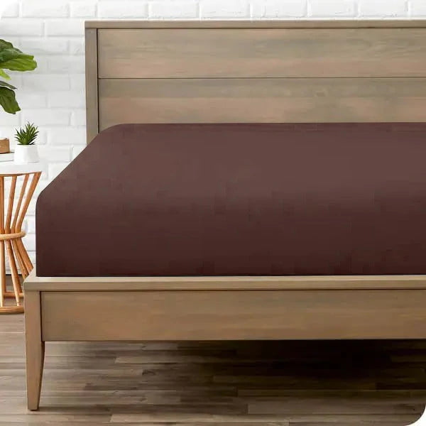 Fitted Jersey Mattress Cover - Brown